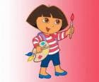 Dora kâşif fırça ve renk paleti ile